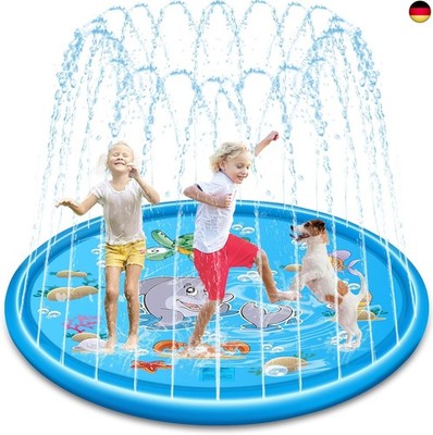 Splash Pad 170cm Anti-Rutsch Sprinkler Matte, Faltbarer Splash Sprinkler Pad,