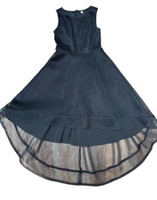 Women’s Black High Low Mesh Overlay Dress Sleeveless Formal Party Size S