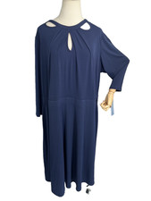 London Times Womens Blue Keyhole Stretch Maxi Dress Plus Size 22W New 