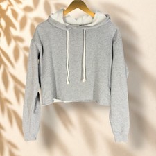 Wild Fable Cropped Hoodie Women S SMall Gray Hooded Long Sleeve Cotton Pullover