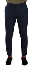 Dolce & Gabbana Dark Blue Wool Skinny Formal Dress Men's Pants Authentic