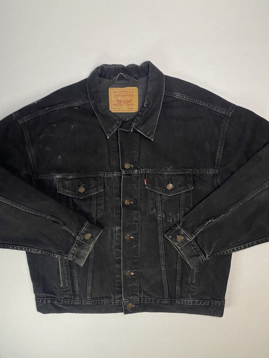 超希少 90s levi's70507 black denim jacket Vintage Levi's 70507-4159 Black Denim Trucker Jacket XL USA Made
