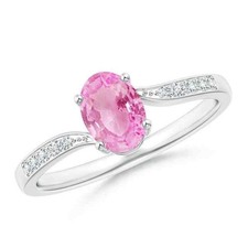 Pink Topaz Gemstone Solitaire with Accents Handcrafted Ring Sterling Silver US 7