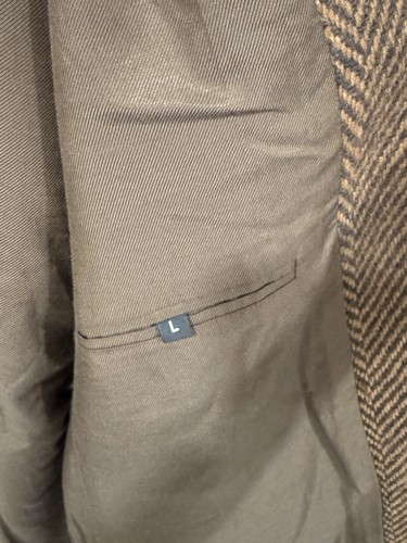 Wythe New York Raglan Wool Overcoat Rust and Dark Brown Herringbone USA Large - Picture 7 of 8