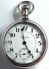 👀😎R/R GRADE, S/SILVER, HAMILTON, GR:940, 18s, 21Js OPEN FACE POCKET WATCH,FWO⭐