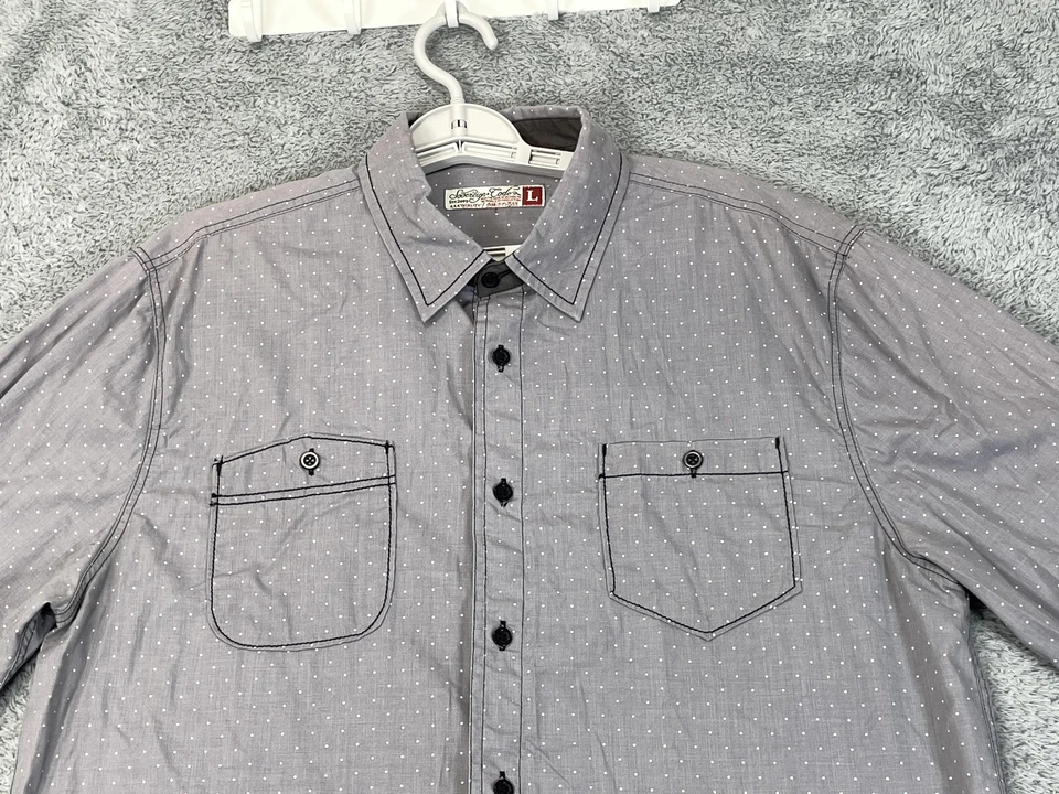 Sovereign Code Shirt Mens Large Gray Dot Wickford Long Sleeve Button Up SCW150LS - Image 4 of 4
