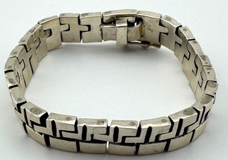Mexico Taxco Men's Link Bracelet HEAVY Vintage Sterling Silver 56.9g