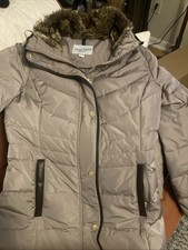Cole Haan Signature Puffer Coat Parka Hooded Down Mid Length Coffee Sz xsm New