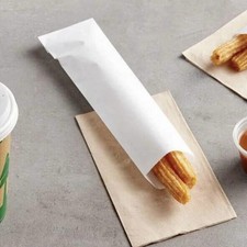 Choice White Kraft Paper Churro / Silverware Bags 2.75” x 10” • Case of 2000