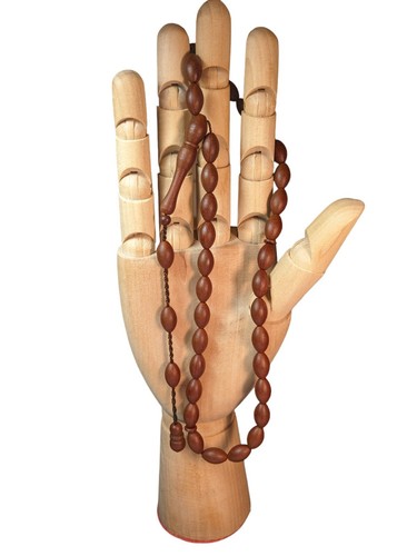 Turkish Brown Fiber Prayer Beads Oval Yerli Tesbih, Tasbih Misbaha Subha 433 - Picture 5 of 16