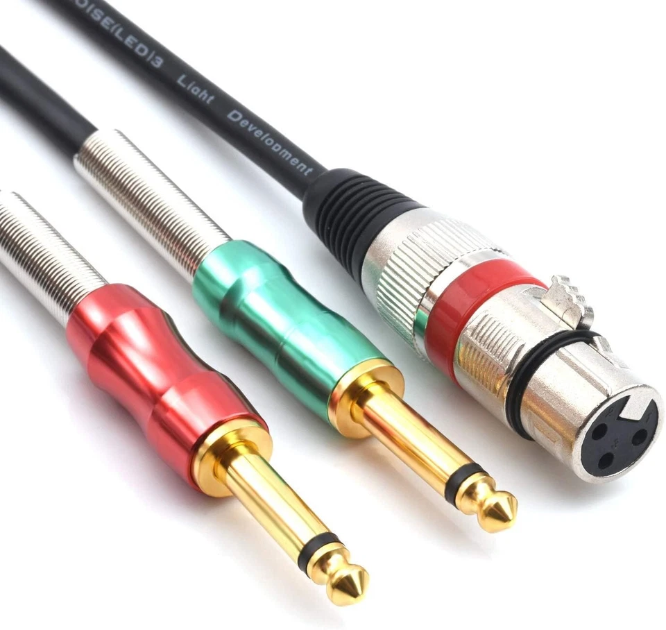 6.6FT XLR Female to 6.35mm Mono Male Audio Y Splitter Cable for Microphone - Image 3 of 4