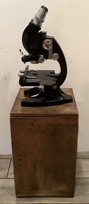 Vintage 1950's Bausch & Lomb Microscope w/ Eyepieces & Objectives