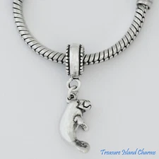 Manatee Sea Cow 3D 925 Solid Sterling Silver European Dangle Bead Charm Euro