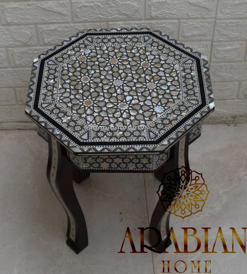 Morocco Octagonal Mother of Pearl Side Table, Coffee & End Wooden Bedside Table - Image 2 of 4