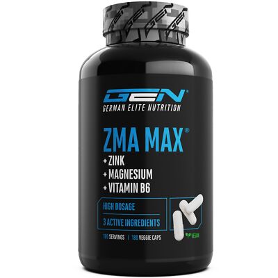 ZMA MAX - 180 Kapseln - Extra hochdosiert - Zink + Magnesium + Vitamin B6 - P...