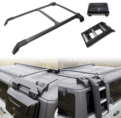 4Pcs Roof Rack & Side Ladder & Side Box for 2021-2026 Ford Bronco Hard TOP Black
