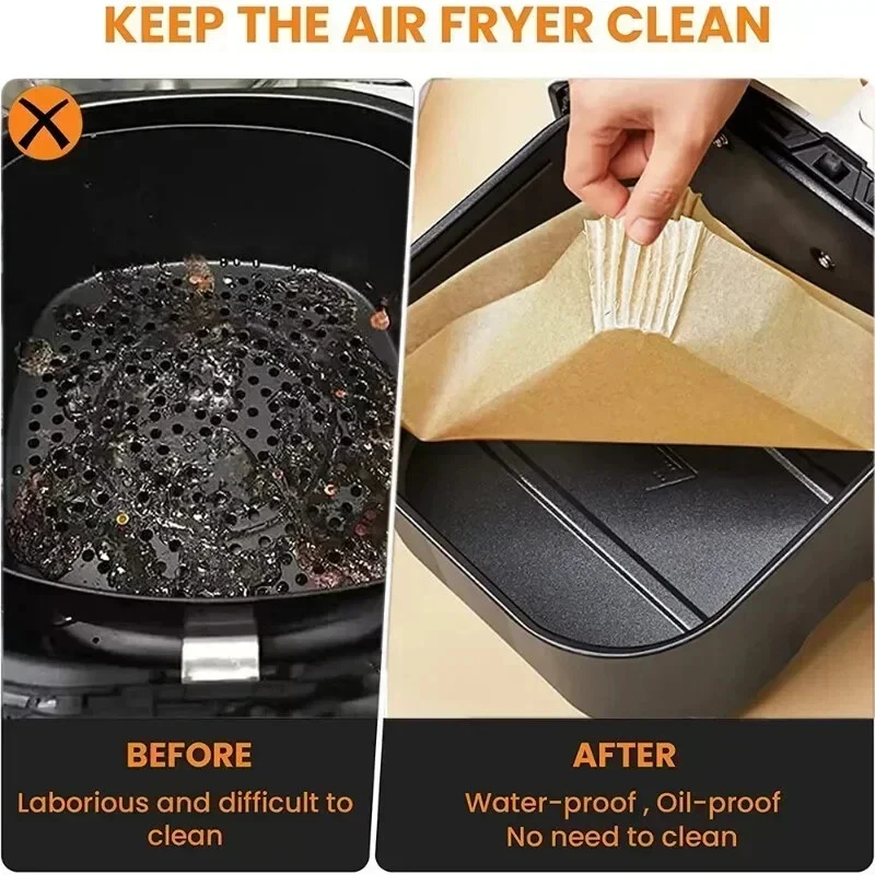 Air Fryer Bakeware Disposable Paper Tray Non-Stick Mat Silicone Square Or Round