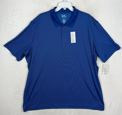 Croft & Barrow Polo Shirt Mens 2XL New Blue Quick Dry Stretch Soft Performance