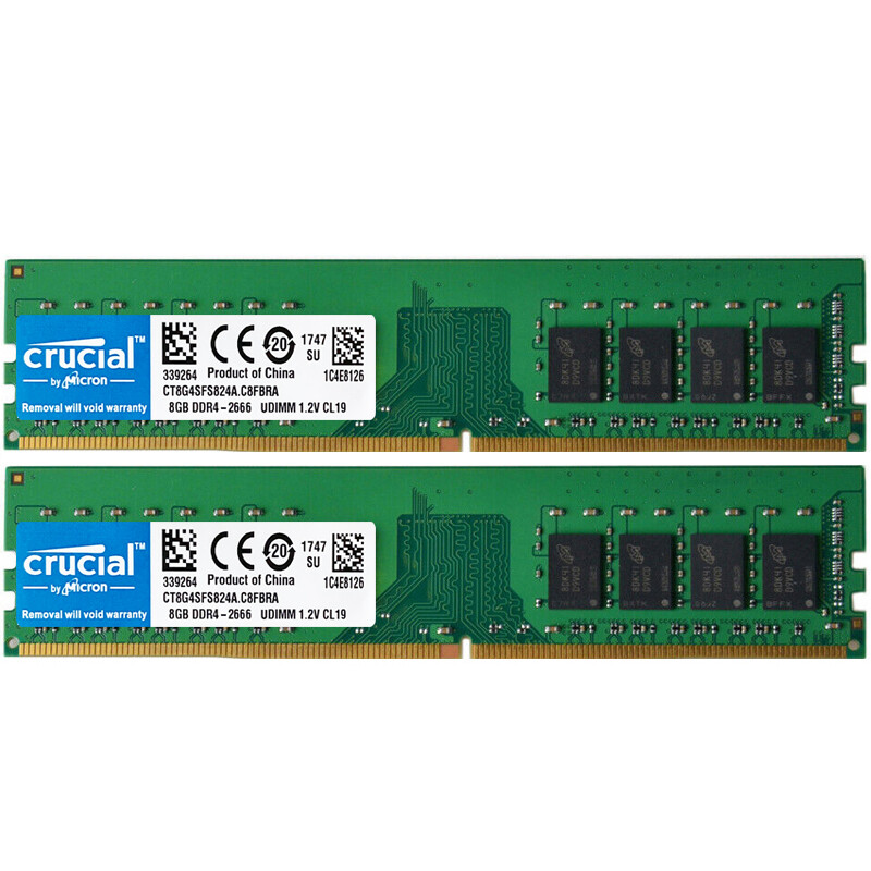 Crucial DDR4 16GB 2X8GB 2666 Mhz PC4-21300 288pins Desktop Memory