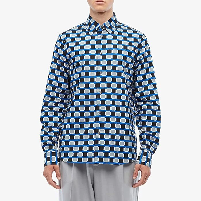 MARNI 295642 Block Print Shirt (Blue/Black) Men's Clothing, IT/50, US/L - Image 2 of 2
