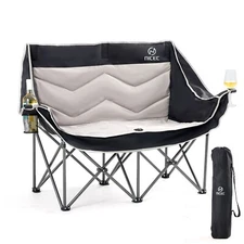 Double Camping Chair, Oversized Camping Loveseat, Padded Folding Loveseat