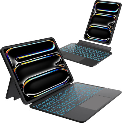 iPad Pro 11'' Case with Detachable Keyboard & Backlight, Black, 2024 Model