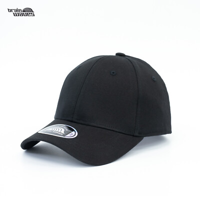 Brain Waves Fitted Cap Kappe Mütze Top Passform 2 Größen Classic Line Schwarz