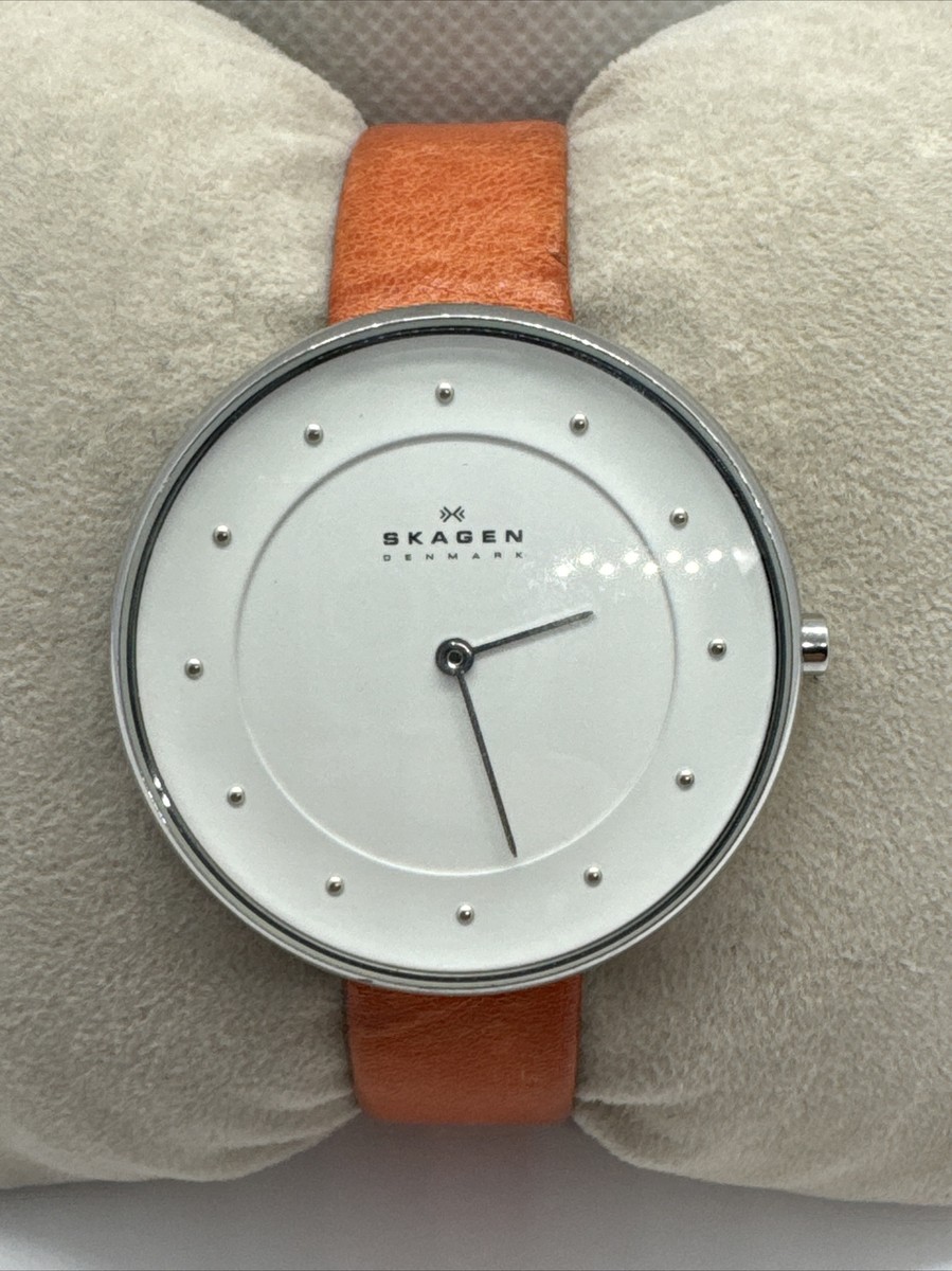 Skagen SKW2135 Womens Orange Leather Strap Analog Dial  display picture 3