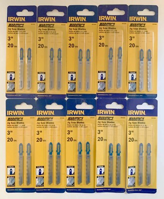 20 IRWIN 3'' 20TPI T-SHANK JIG SAW BLADES 3072320 MARATHON JIGSAW LOT (10 CARDS)