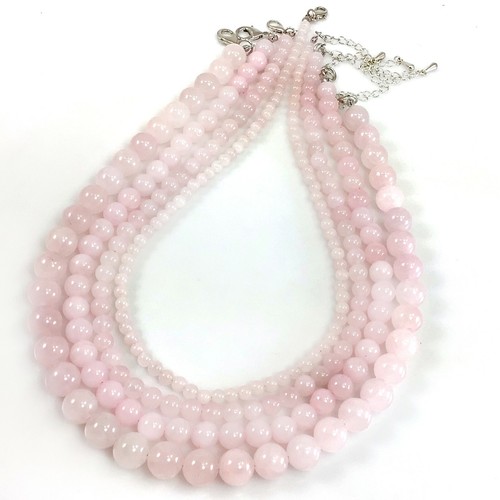 Collar con cuentas de piedras preciosas hecho a mano joyería redondo suave con broche de langosta plateada - Imagen 173 de 241