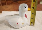 Kitsch Ceramic White Duck Bank With Colorful Hearts. No Chips Made In Taiwan — photo 6