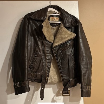 Vintage Schott Leather Jacket Mens 42 50s Cycle Rider Sherpa Lined Motorcycle