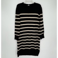 Jessica Simpson Women's Black Striped Long Sleeve Knit Sweater Dress Size S