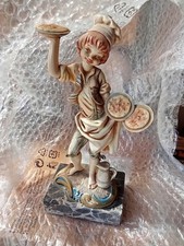 STATUINA STATUA GIOVANE PIZZAIOLO CAMERIERE firmato Simonetti ITALY BASE MARMO