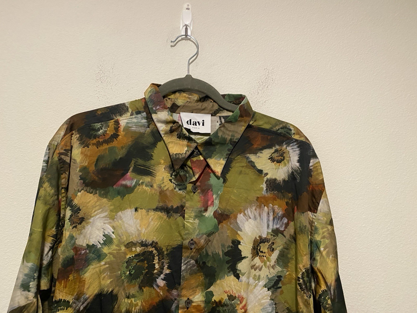 Camicia manica lunga UOMO SAINT LAURENT 100% cotone DAVI PARIS TONO TERRA stampa 2XL