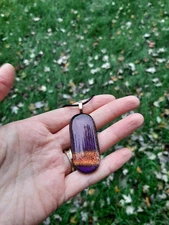 Purple and Gold Glass Necklace / Royal Glimmer Necklace / Blown Glass Necklace