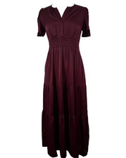 NWT Quince Mulberry Silk Tiered Maxi Dress ‘Wine Tasting Red’ Woman Size XS