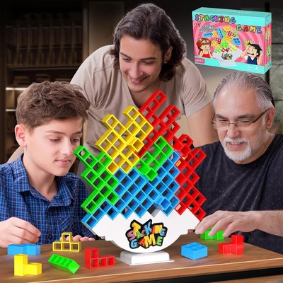 64 Teile Stapelspiel für Erwachsene & Kinder, Tetra - Farbbox, gemischt 