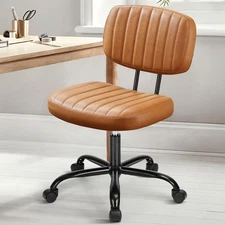 Small Armless Home Desk Chair with Low Back Lumbar Support, Height Adjustable...