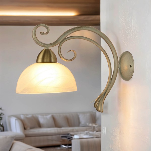 Wandleuchte Shabby Chic E27 Lampe Wand Landhaus Rustikal Wohnzimmerlampe Glas-image
