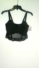 Auden Women's Black Lace Longline Bralette with Adjustable Straps Sheer Detail