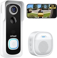 Doorbell Camera Wireless No Subscription, 2K 3MP HD View, 2-Way Talk, with Chime