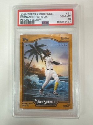 2025 Topps x Bob Ross FERNANDO TATIS JR #21 Indian Yellow /25 PSA 10 Pop 1