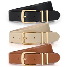 3 Pack 's Belts for Jeans Pants Dresses Fashion Ladies Leather Waist Belt wit...