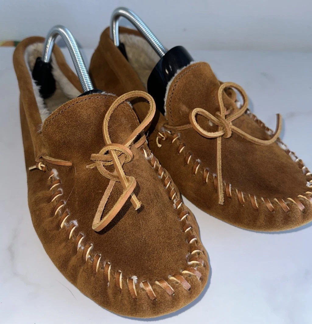 Minnetonka Tamson Pantofole Uomo In Pelle Scamosciata: Calde, Con Fodera In Pile E Suola MinnTread, Marrone, Taglia 47 EU - 3