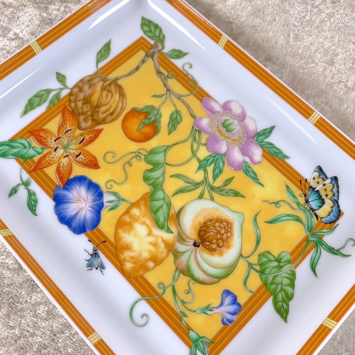 Vintage Hermes La Siesta Rectangle Tray Sushi Plate Porcelain