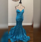 NWT Jovani Blue Mermaid Prom Dress Pageant Evening Gown Or Formal Dress Size 0