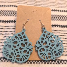 Lightweight Blue Wooden Earrings