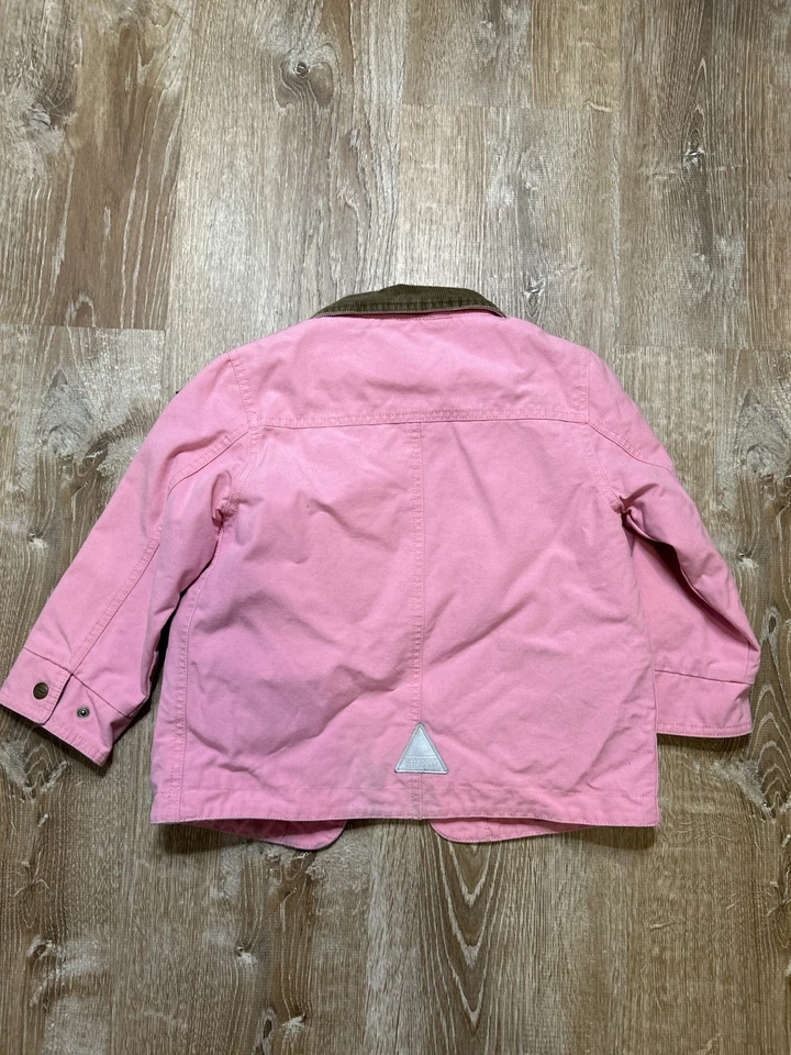Abrigo Chaqueta LL BEAN Niñas Pequeño 4 Rosa Lona Tareas Pana Cuello Forrado Foto 3 de 4