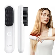 SUFU Cordless Hair Straightener Brush - 9000mAh Battery & Auto-Shutoff, Porta...